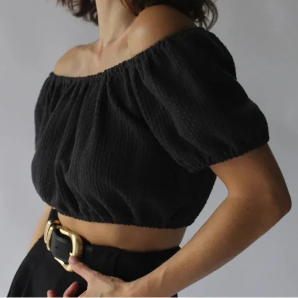 Na Nin Stella Raw Silk Crop Top Cream - Picture 1 of 9